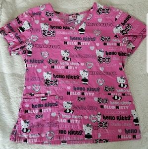Hello Kitty Hot Pink Scrub Top